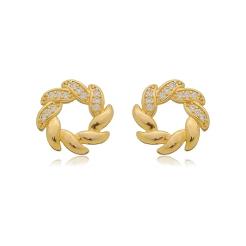 Brinco Círculos de Pétalas Dual - Zircônias e Elegância Sutil