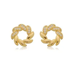 Brinco Círculos de Pétalas Dual - Zircônias e Elegância Sutil