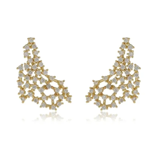 Brinco Earcuff Tela Cravejado com Zircônias