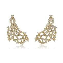 Brinco Earcuff Tela Cravejado com Zircônias