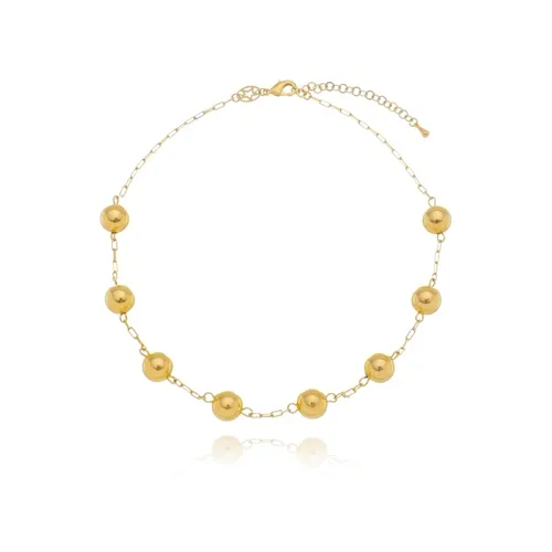 Colar Choker com Bolas Lisas e Corrente Cartier Banhado a Ouro 18 k