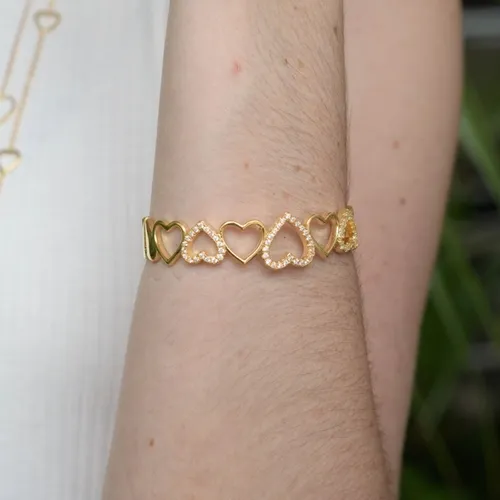 Pulseira Bracelete Corações Entrelaçados
