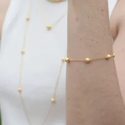Pulseira de Corrente Veneziana Intercalada com Esferas Diamantadas Foscas