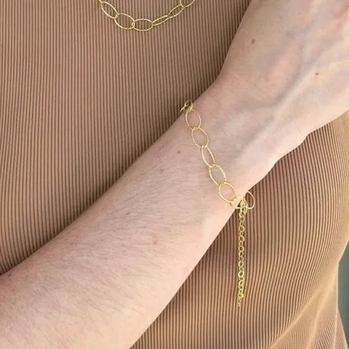 Pulseira Corrente Elo Grosso Detalhada