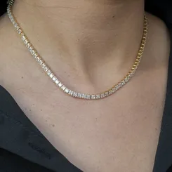 Colar Choker Fita Riviera 4 mm Banhado a Ouro 18 k