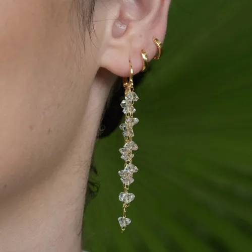 Brinco Argola Articulada com Cristais Assimétricos: Elegância em Movimento