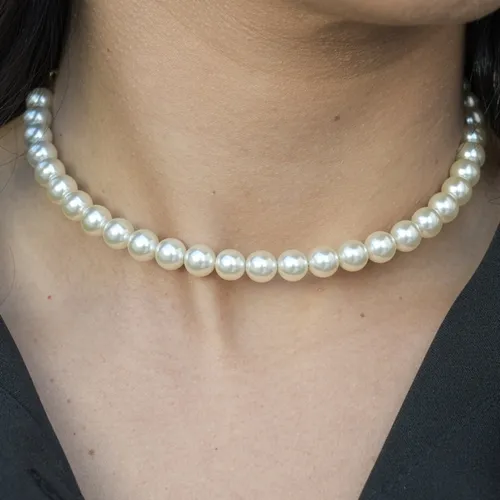 Colar Gargantilha Choker de Pérola Banhada a Ouro 18k