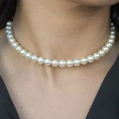 Colar Gargantilha Choker de Pérola Banhada a Ouro 18k