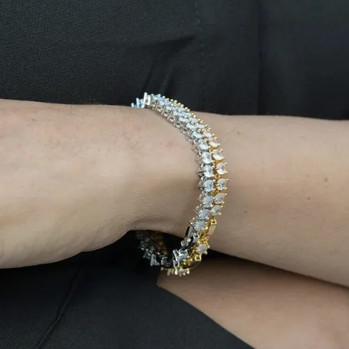 Pulseira Riviera Cristal Redondo com Três Pontas