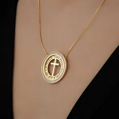 Colar Mandala Tudo Posso Naquele que me Fortalece Crucifixo
