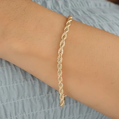 Pulseira Corrente Fio Baiano 4mm Banhada a Ouro 18k