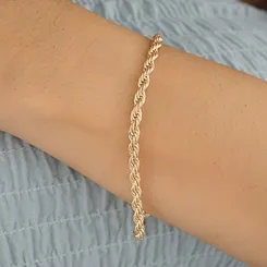 Pulseira Corrente Fio Baiano 4mm Banhada a Ouro 18k