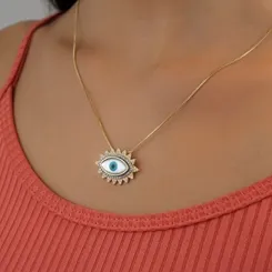 Colar olho grego cravejado com zircônias