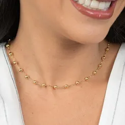 Choker com Bolinhas Lisas Intercaladas Banhada a Ouro 18k
