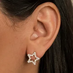 Brinco Estrela Cravejado com Zircônias Banhado a Ouro 18K