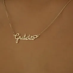 Colar Pingente Gratidão Banhado a Ouro 18K