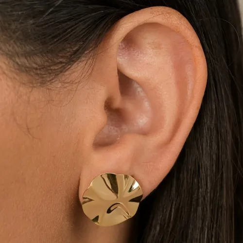 Brinco Brinco Círculo Orgânico Banhado a Ouro 18 k