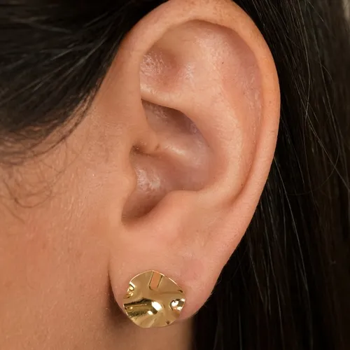 Brinco Brinco Pequeno Círculo Orgânico Banhado a Ouro 18 k