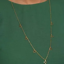 Colar Comprido com Pingentes em Círculos Chapa Lisa Vazados  Banhado a Ouro 18k