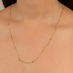 Colar Veneziana de 60 cm com Pontos de Luz e Zircônias Coloridas Banhado a Ouro 18k