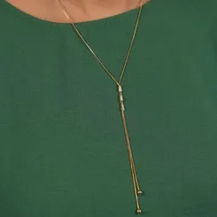 Colar Gravatinha com Três Navetes e Pingente de Bolinha Lisa - Banhado a Ouro 18k