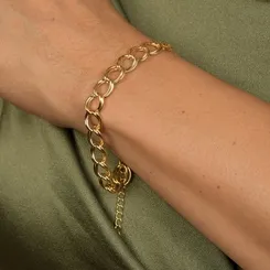 Pulseira Corrente de Elos Duplos e Grossos - Banhada a Ouro 18k