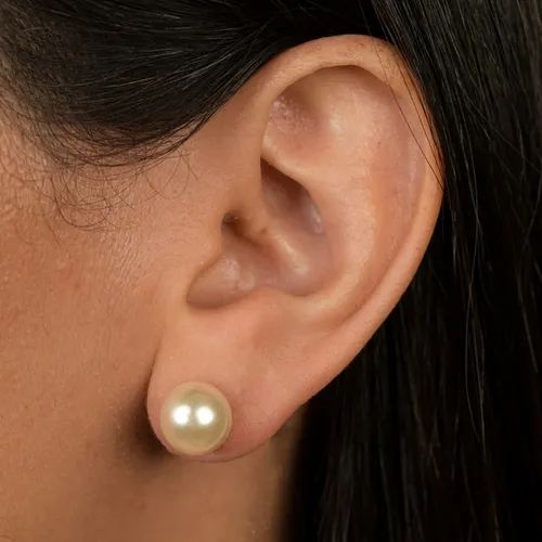 Brinco Pérola 12mm Banhado a Ouro 18 k – Clássico e Sofisticado