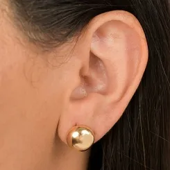 Brinco Pequeno com Bola de 8 mm Lisa Banhado a Ouro 18k