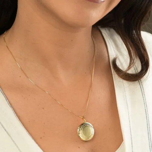 Colar Pingente Relicário Redondo: Descubra a Elegância e o Encanto Banhado a Ouro 18 k