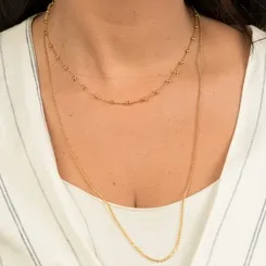 Colar Duplo de Bolinhas Banhado a Ouro 18k