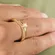 Anel Plus Size Solitário com Aros Duplos  Banhado a Ouro 18k