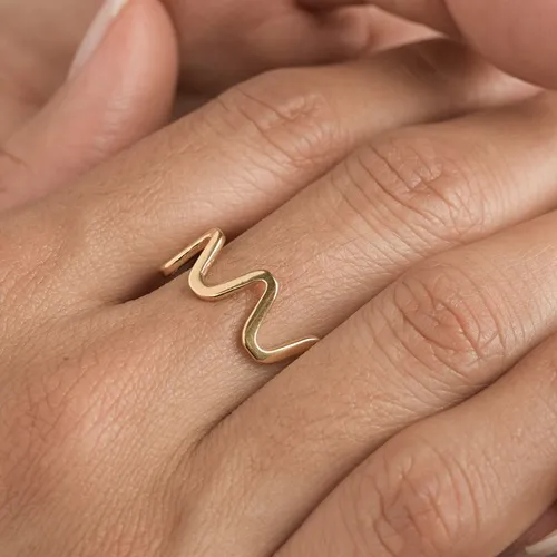 Anel Plus Size Zig Zag Banhado a Ouro 18k
