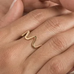 Anel Plus Size Zig Zag Banhado a Ouro 18k