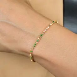 Pulseira Riviera Colorida 2 MM Banhada a Ouro 18k