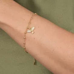 Pulseira de Bolinhas com Pingente Divino Cravejado Banhada a Ouro 18k