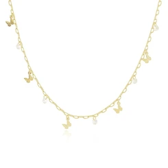 Choker Borboletas e Cristais Banhado a Ouro 18k