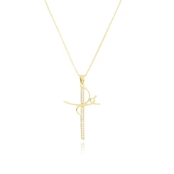 Colar Feminino com Pingente "FÉ" Banhado a Ouro 18K