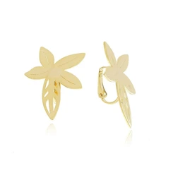 Brinco de Pressão Flor Orgânica Banhado a Ouro 18k