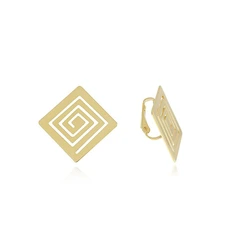 Brinco de Pressão Quadrado Vazado Banhado a Ouro 18k