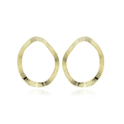 Brinco Grande Oval Orgânico Banhado a Ouro 18k