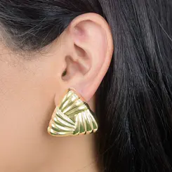 Brinco Triangular Design Geométrico Banhado a Ouro 18k