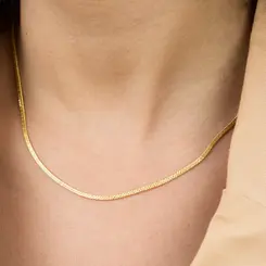 Colar Choker Fita Laminada Detalhada 2 mm Banhado a Ouro 18K