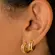 Brinco Argola Articulada com Aro Duplo Cravejado com Zircônias – Tamanho M Banhado a Ouro 18 k