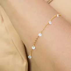 Pulseira com Pingentes de Cristais Banhada a Ouro 18k