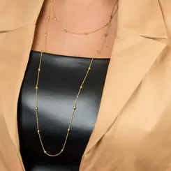 Colar Longo com Bolinhas Banhado a Ouro 18k