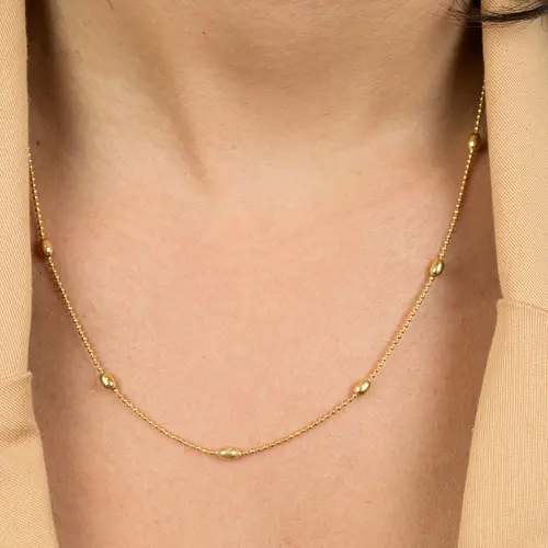 Colar Corrente com Bolinhas Banhado a Ouro 18K