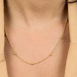 Colar Corrente com Bolinhas Banhado a Ouro 18K