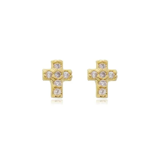 Brinco Crucifixo PP Zircônia