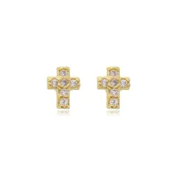 Brinco Crucifixo PP Zircônia