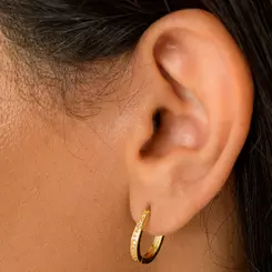 Trio de Argolas Articuladas Cravejadas com Zircônias Banhado a Ouro 18 k